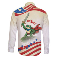 Hands Off Portland Family Matching Off The Shoulder Long Sleeve Dress and Hawaiian Shirt Resist Frog - Wonder Print Shop