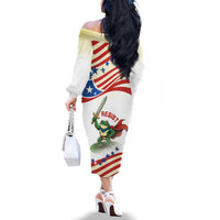 Hands Off Portland Family Matching Off The Shoulder Long Sleeve Dress and Hawaiian Shirt Resist Frog - Wonder Print Shop