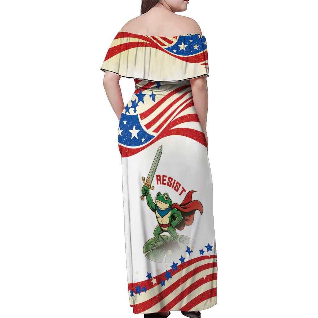 Hands Off Portland Family Matching Off Shoulder Maxi Dress and Hawaiian Shirt Resist Frog - Wonder Print Shop