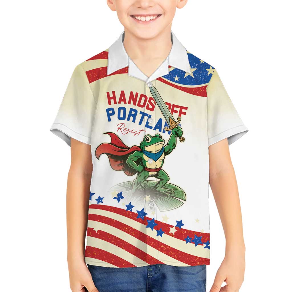 Hands Off Portland Family Matching Off Shoulder Maxi Dress and Hawaiian Shirt Resist Frog - Wonder Print Shop