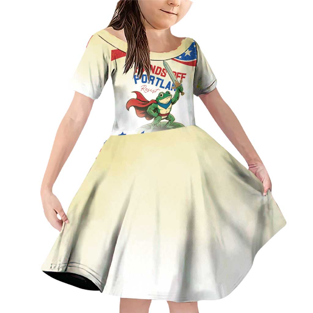 Hands Off Portland Family Matching Off Shoulder Short Dress and Hawaiian Shirt Resist Frog - Wonder Print Shop