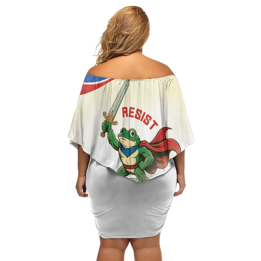 Hands Off Portland Family Matching Off Shoulder Short Dress and Hawaiian Shirt Resist Frog - Wonder Print Shop