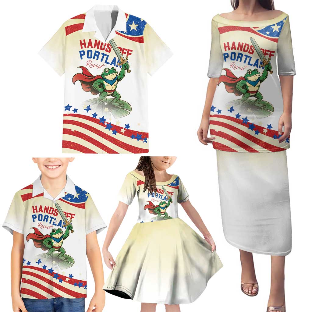 Hands Off Portland Family Matching Puletasi and Hawaiian Shirt Resist Frog - Wonder Print Shop