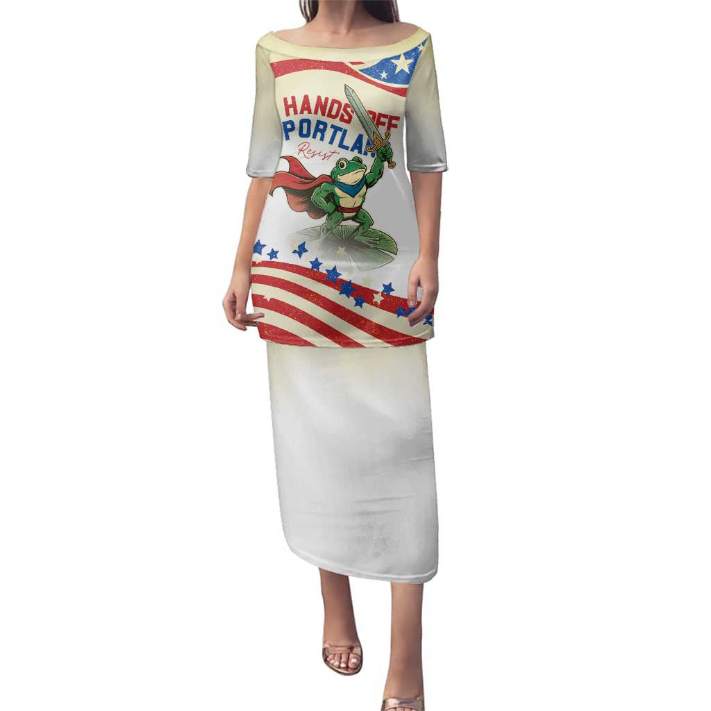 Hands Off Portland Family Matching Puletasi and Hawaiian Shirt Resist Frog - Wonder Print Shop