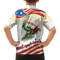 Hands Off Portland Family Matching Short Sleeve Bodycon Dress and Hawaiian Shirt Resist Frog - Wonder Print Shop