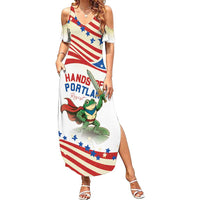 Hands Off Portland Family Matching Summer Maxi Dress and Hawaiian Shirt Resist Frog - Wonder Print Shop