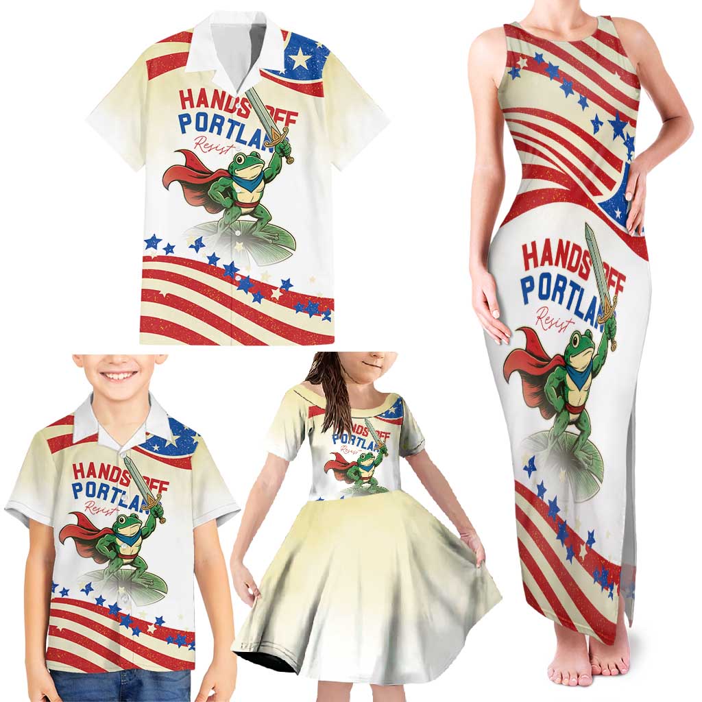 Hands Off Portland Family Matching Tank Maxi Dress and Hawaiian Shirt Resist Frog - Wonder Print Shop