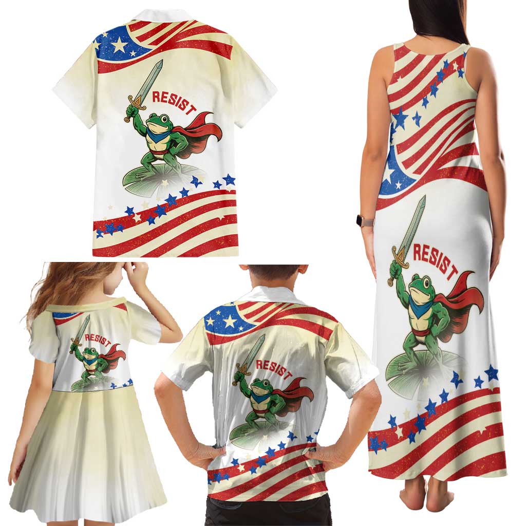 Hands Off Portland Family Matching Tank Maxi Dress and Hawaiian Shirt Resist Frog - Wonder Print Shop