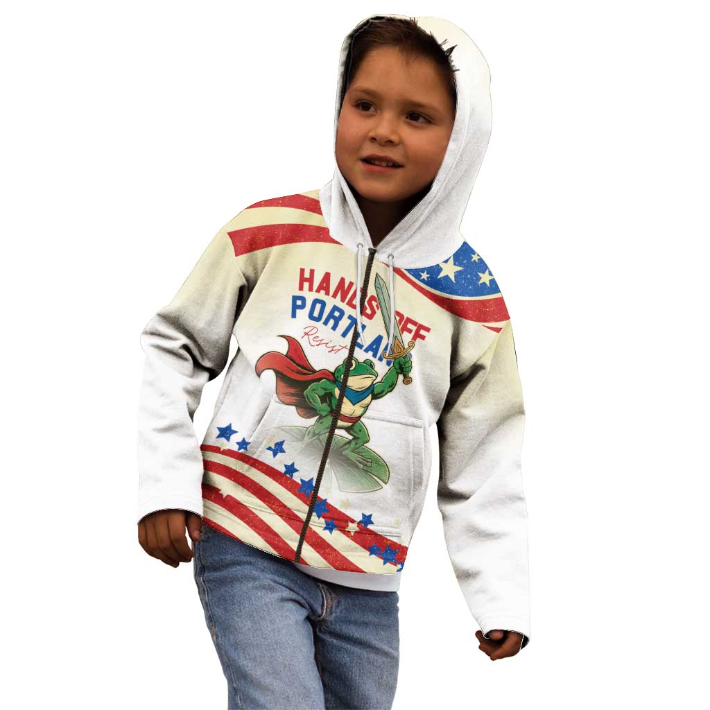 Hands Off Portland Kid Hoodie Resist Frog - Wonder Print Shop