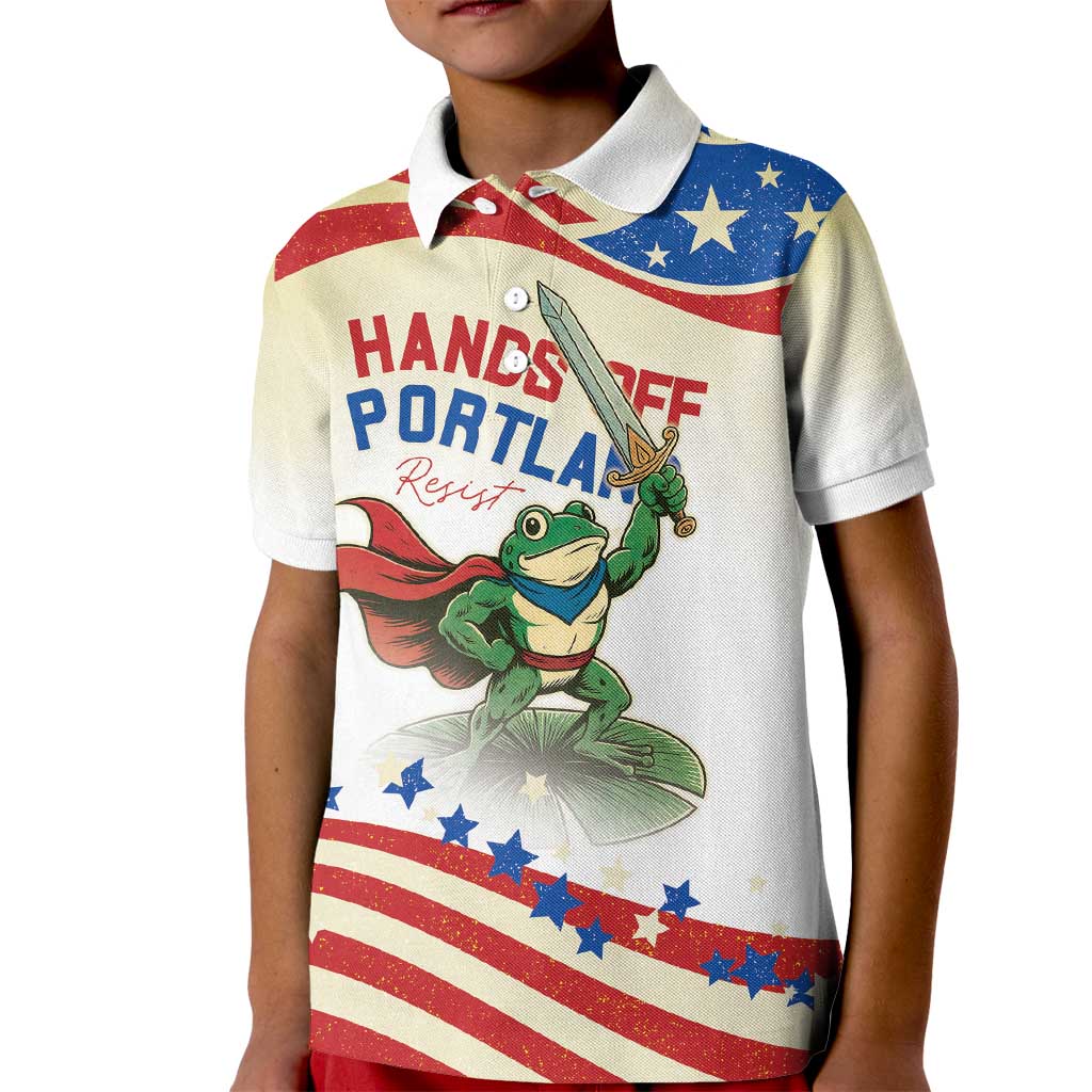 Hands Off Portland Kid Polo Shirt Resist Frog - Wonder Print Shop