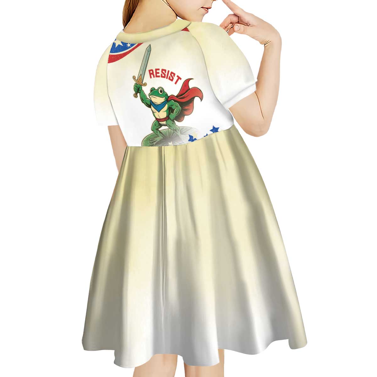 Hands Off Portland Kid Short Sleeve Dress Resist Frog - Wonder Print Shop