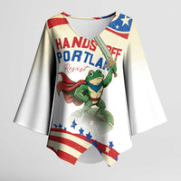 Hands Off Portland Kimono Sleeve Blouse Resist Frog - Wonder Print Shop