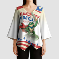 Hands Off Portland Kimono Sleeve Blouse Resist Frog - Wonder Print Shop