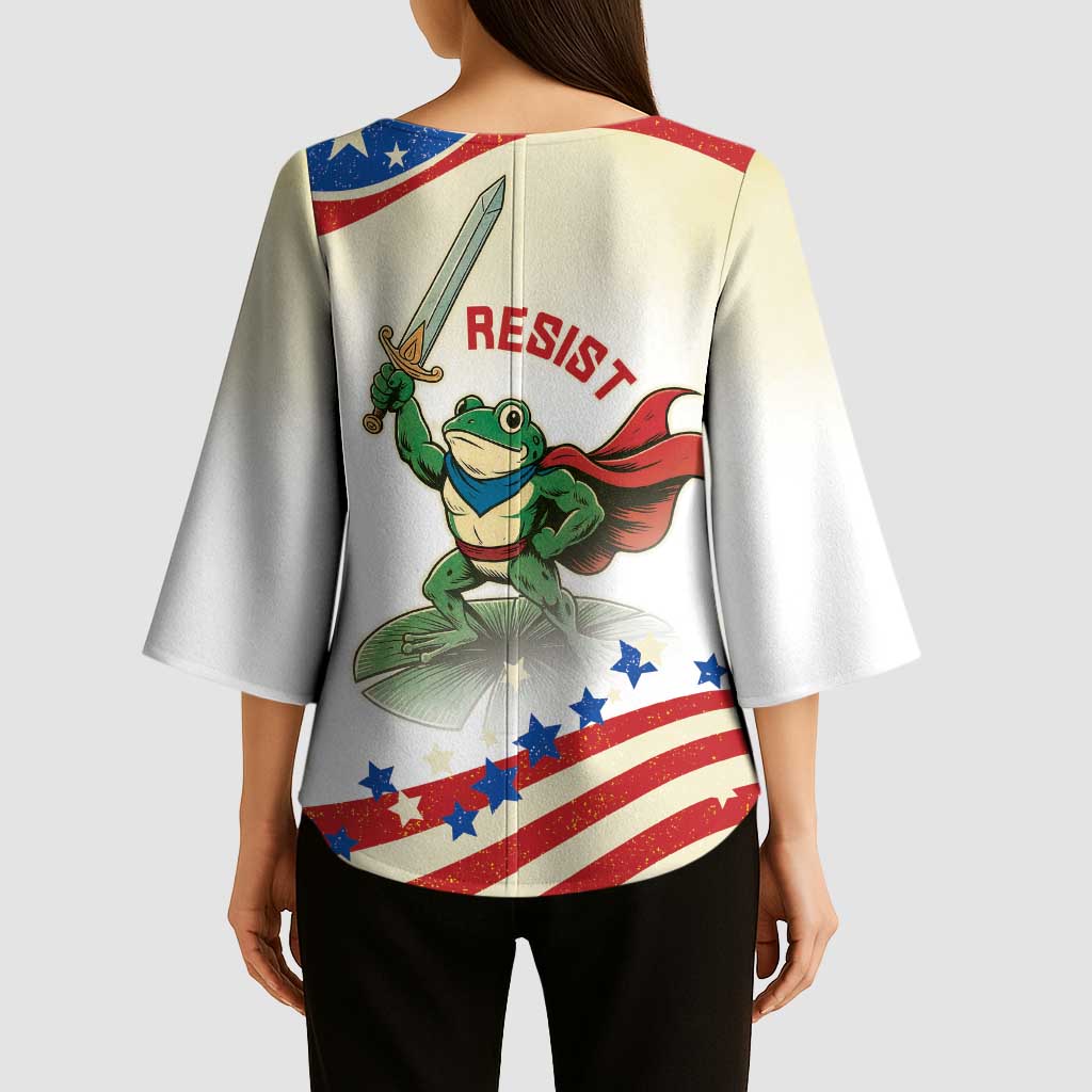 Hands Off Portland Kimono Sleeve Blouse Resist Frog - Wonder Print Shop