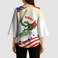 Hands Off Portland Kimono Sleeve Blouse Resist Frog - Wonder Print Shop