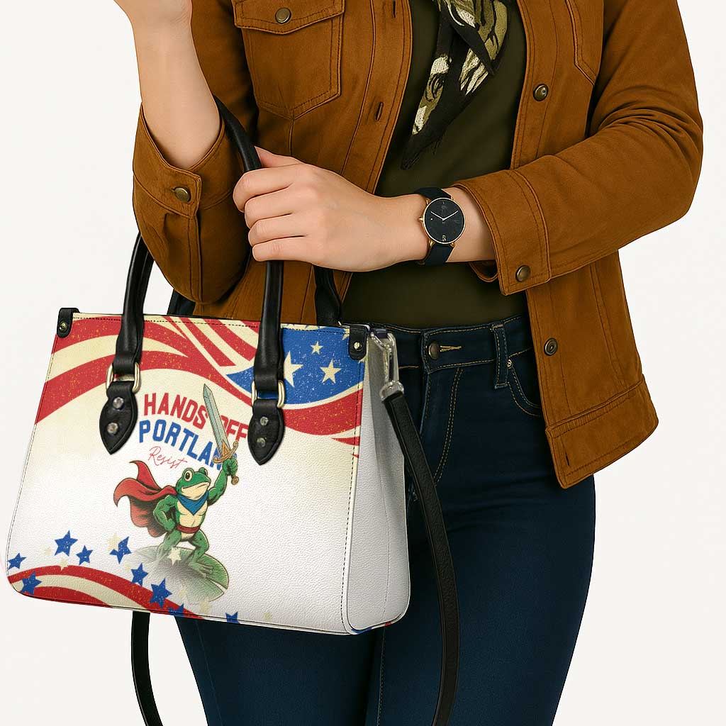 Hands Off Portland Leather Bag Resist Frog - Wonder Print Shop