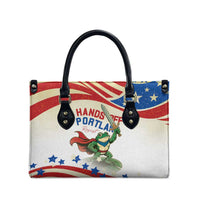 Hands Off Portland Leather Bag Resist Frog - Wonder Print Shop