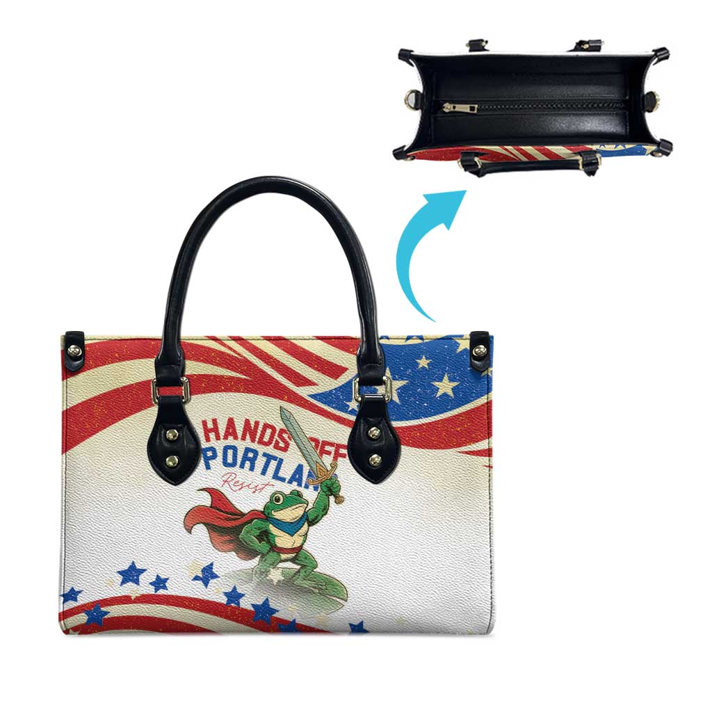 Hands Off Portland Leather Bag Resist Frog - Wonder Print Shop