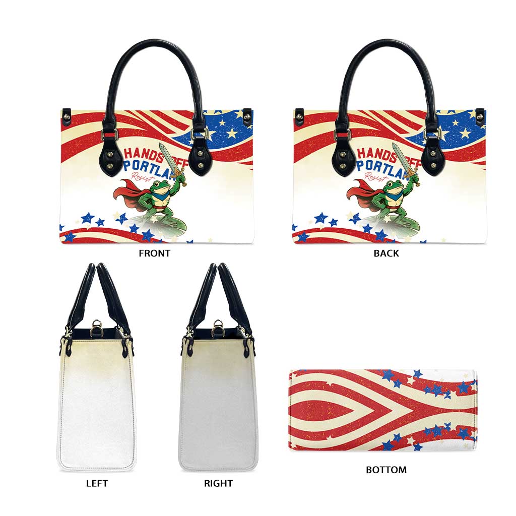 Hands Off Portland Leather Bag Resist Frog - Wonder Print Shop