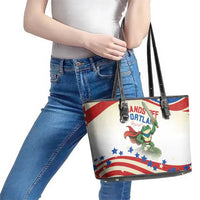 Hands Off Portland Leather Tote Bag Resist Frog - Wonder Print Shop