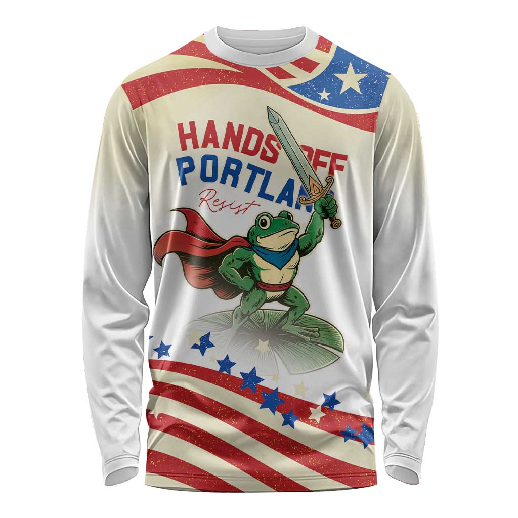 Hands Off Portland Long Sleeve Shirt Resist Frog - Wonder Print Shop