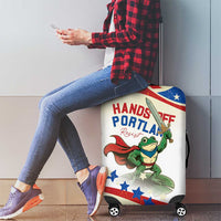 Hands Off Portland Luggage Cover Resist Frog - Wonder Print Shop
