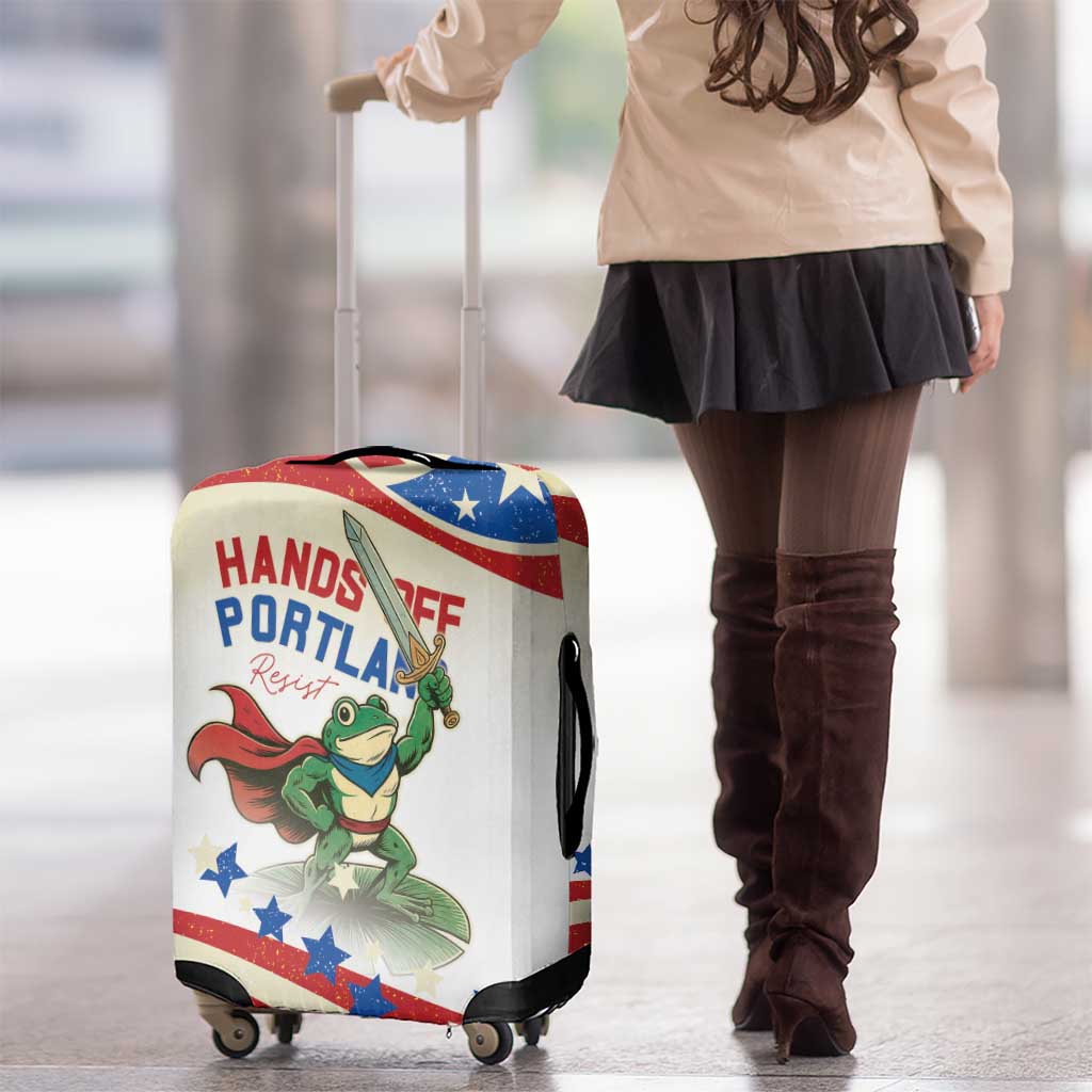 Hands Off Portland Luggage Cover Resist Frog - Wonder Print Shop