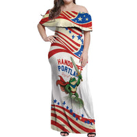 Hands Off Portland Off Shoulder Maxi Dress Resist Frog - Wonder Print Shop