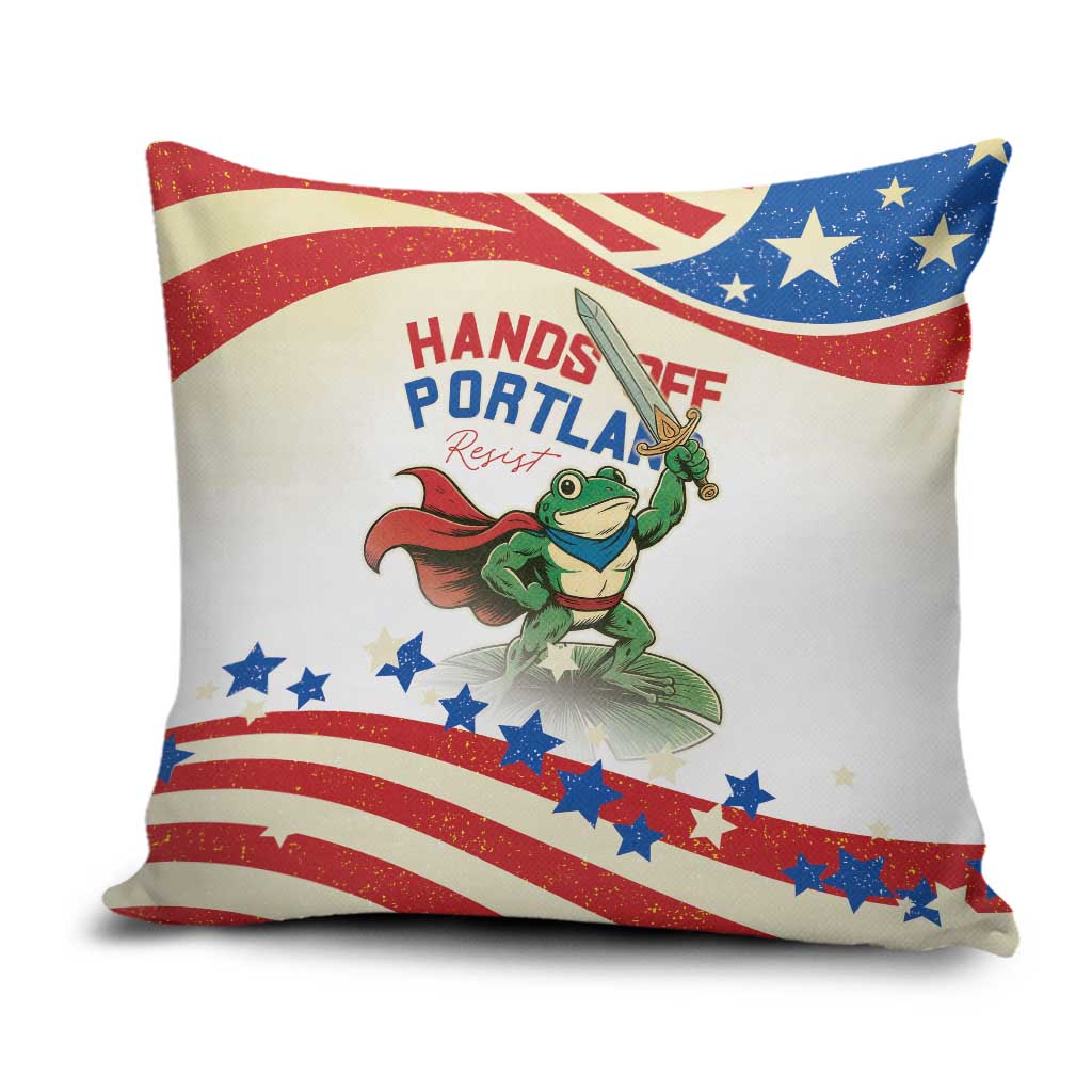 Hands Off Portland Pillow Cover Resist Frog - Wonder Print Shop