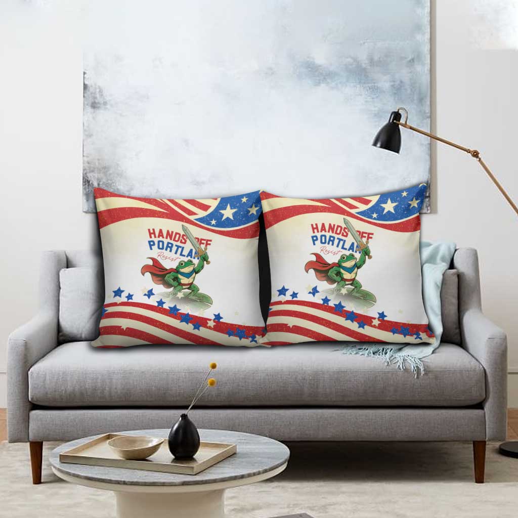 Hands Off Portland Pillow Cover Resist Frog - Wonder Print Shop