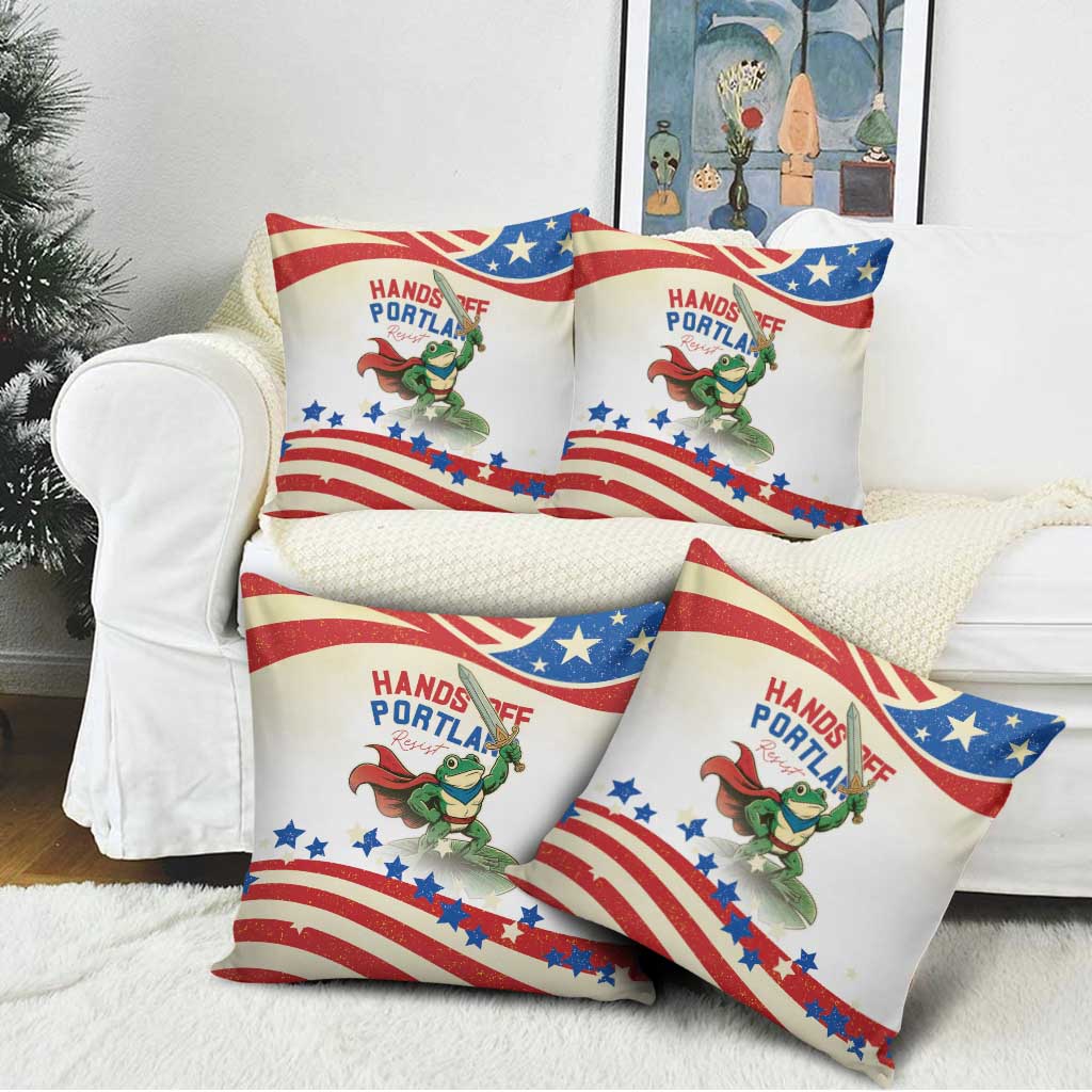 Hands Off Portland Pillow Cover Resist Frog - Wonder Print Shop