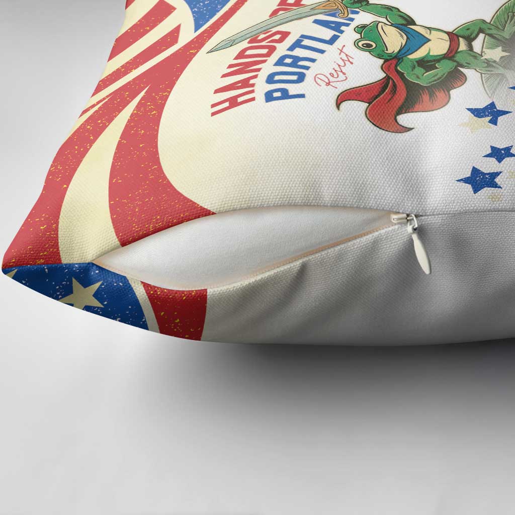 Hands Off Portland Pillow Cover Resist Frog - Wonder Print Shop