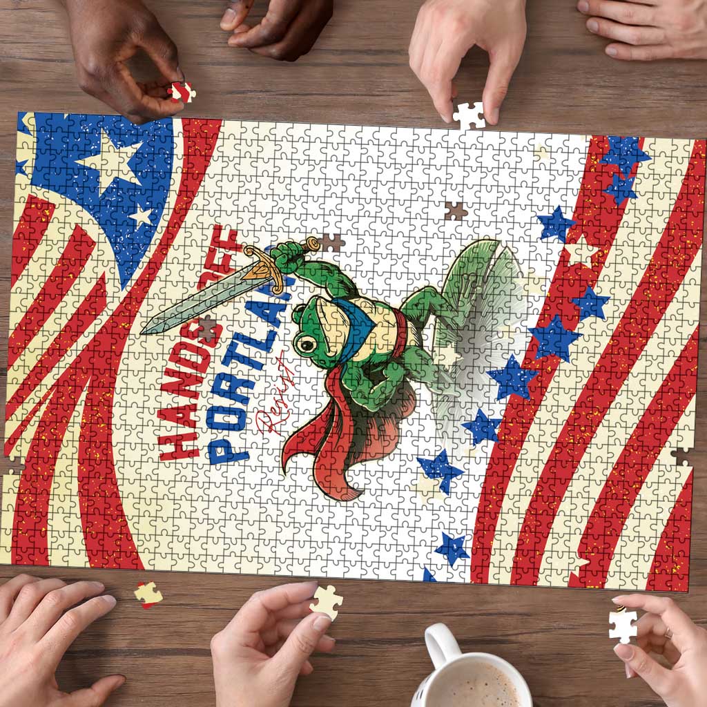 Hands Off Portland Puzzle Resist Frog - Wonder Print Shop