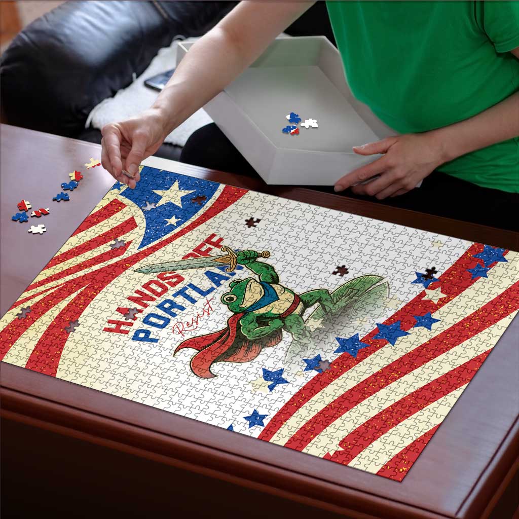 Hands Off Portland Puzzle Resist Frog - Wonder Print Shop