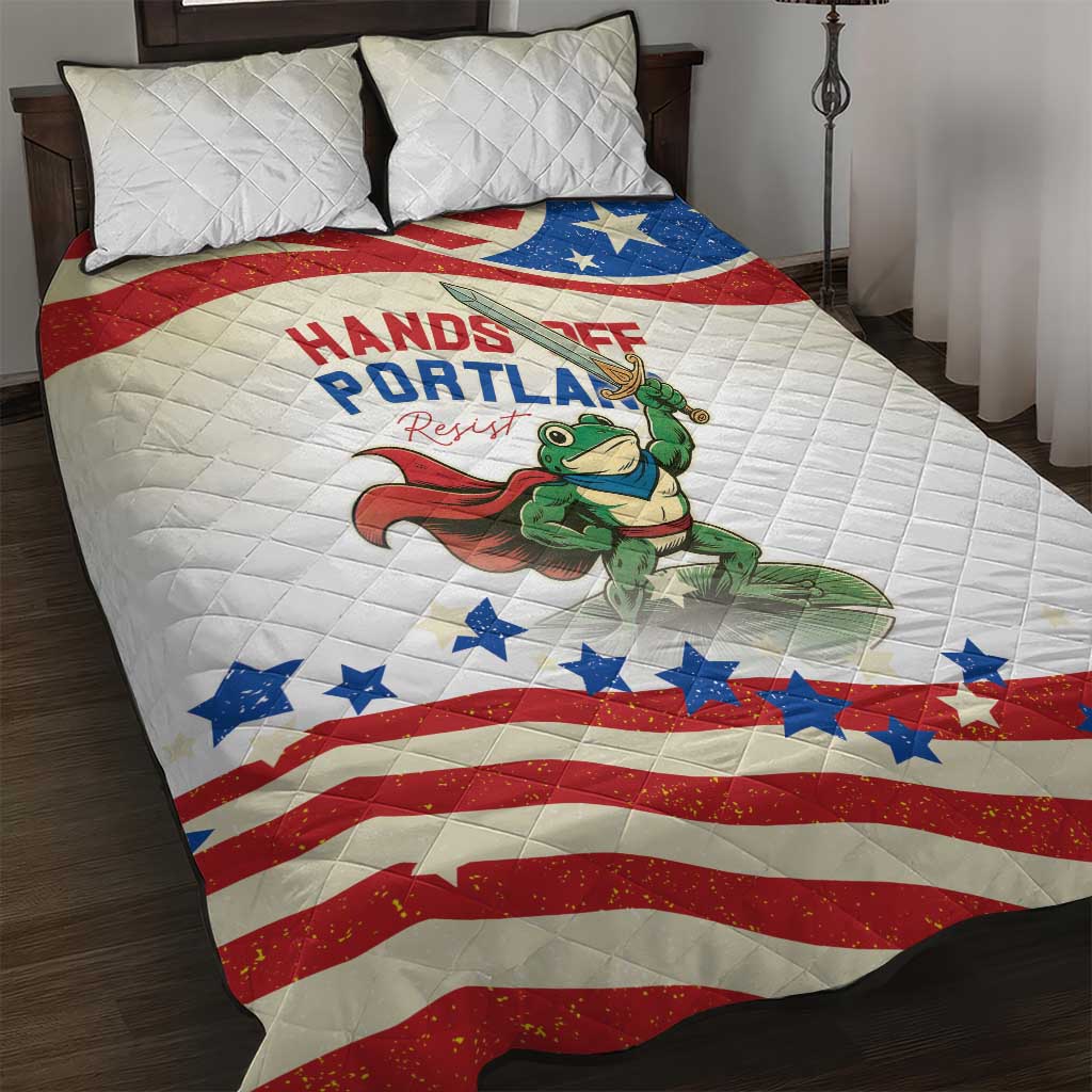 Hands Off Portland Quilt Bed Set Resist Frog - Wonder Print Shop