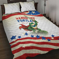 Hands Off Portland Quilt Bed Set Resist Frog - Wonder Print Shop