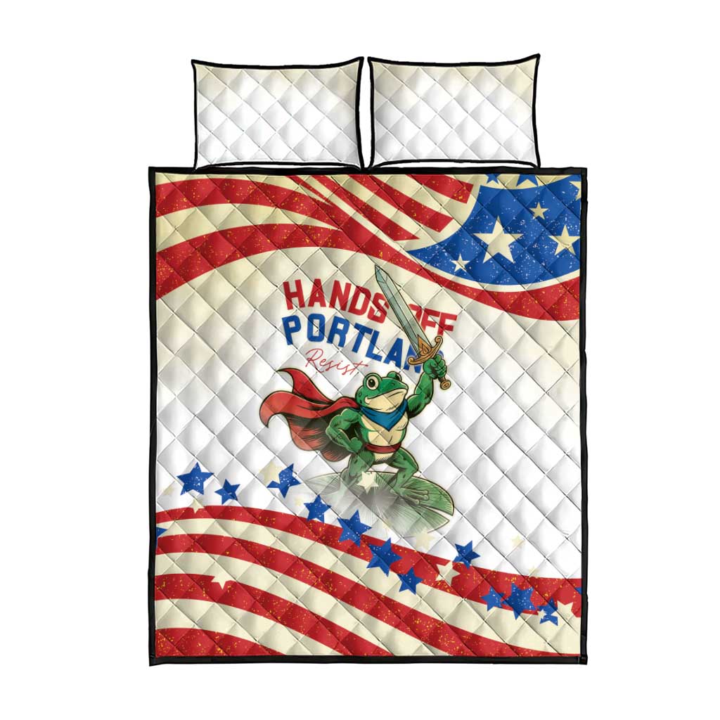 Hands Off Portland Quilt Bed Set Resist Frog - Wonder Print Shop
