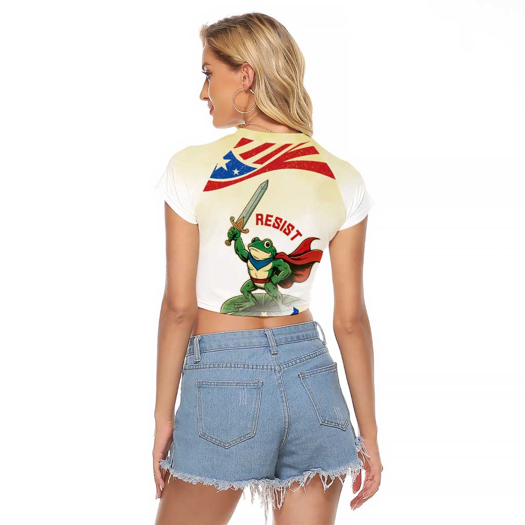 Hands Off Portland Raglan Cropped T Shirt Resist Frog - Wonder Print Shop