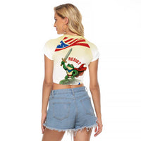Hands Off Portland Raglan Cropped T Shirt Resist Frog - Wonder Print Shop