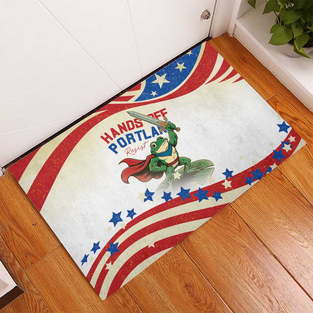 Hands Off Portland Rubber Doormat Resist Frog - Wonder Print Shop