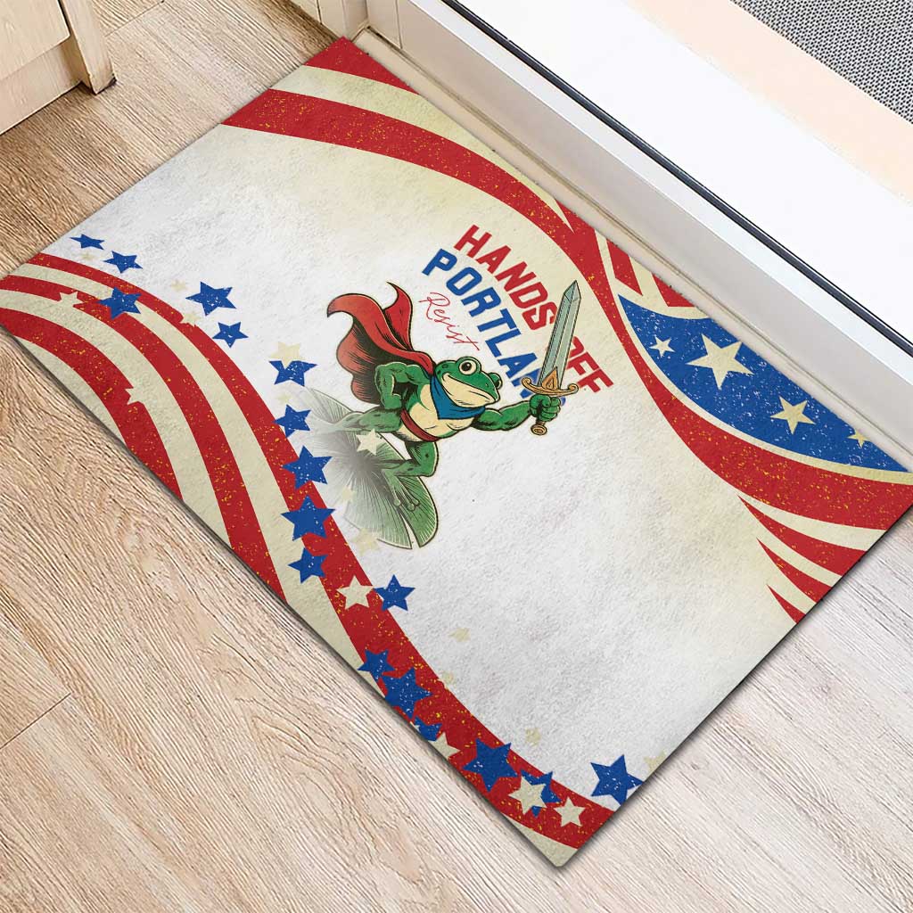 Hands Off Portland Rubber Doormat Resist Frog - Wonder Print Shop