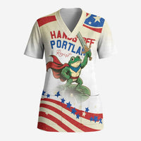 Hands Off Portland Scrub Top Resist Frog - Wonder Print Shop