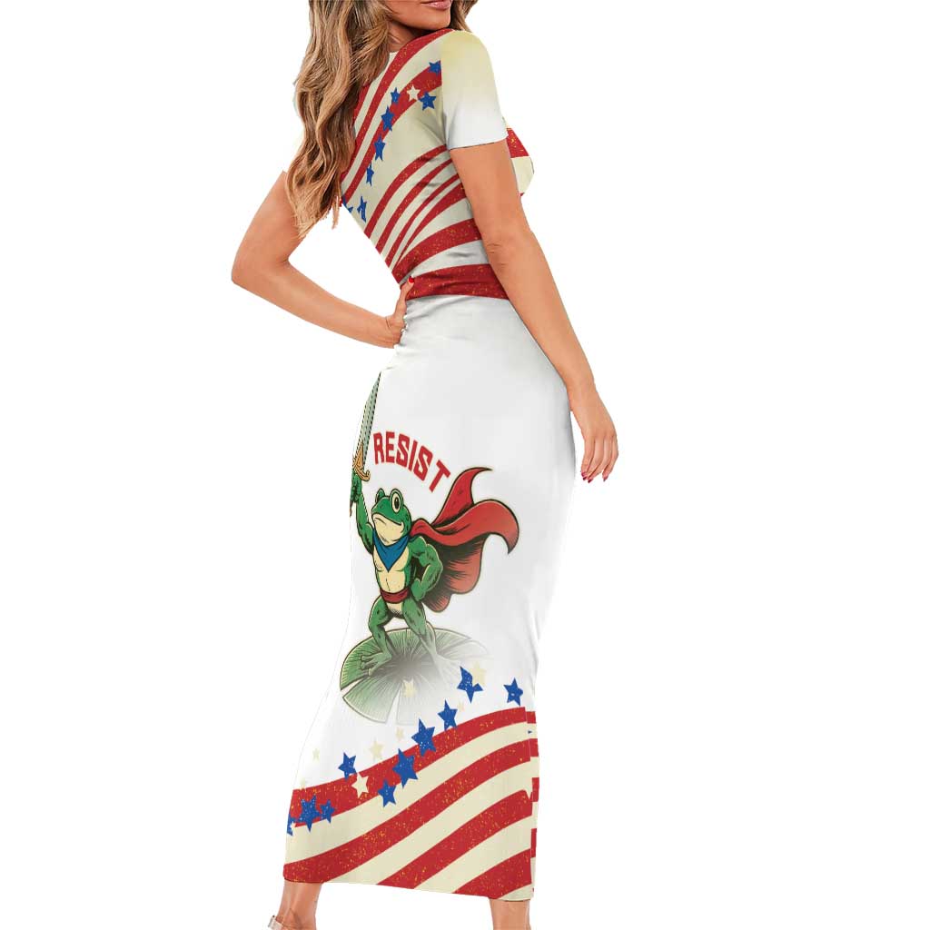 Hands Off Portland Short Sleeve Bodycon Dress Resist Frog - Wonder Print Shop