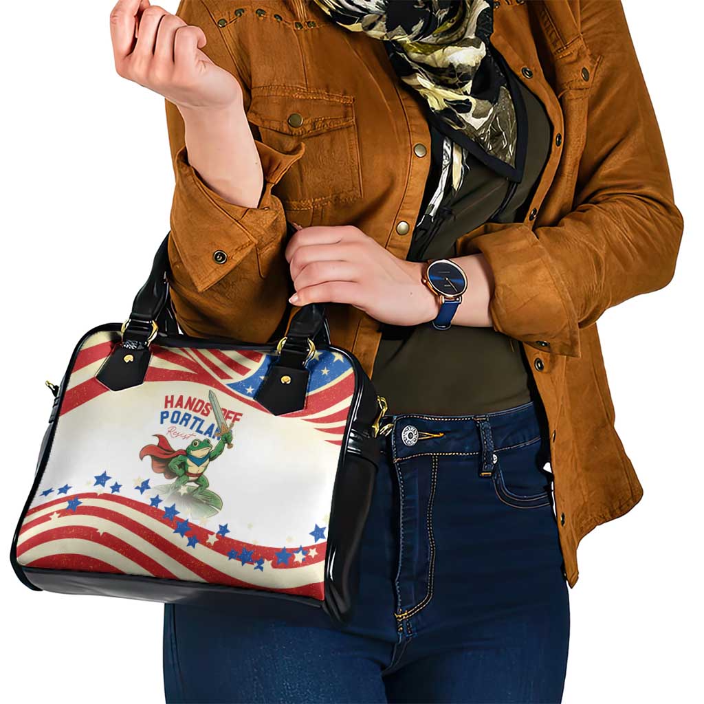 Hands Off Portland Shoulder Handbag Resist Frog - Wonder Print Shop
