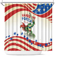 Hands Off Portland Shower Curtain Resist Frog - Wonder Print Shop