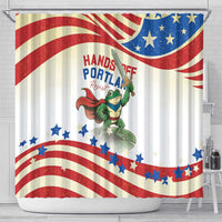 Hands Off Portland Shower Curtain Resist Frog - Wonder Print Shop