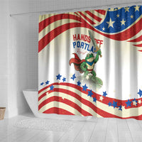 Hands Off Portland Shower Curtain Resist Frog - Wonder Print Shop