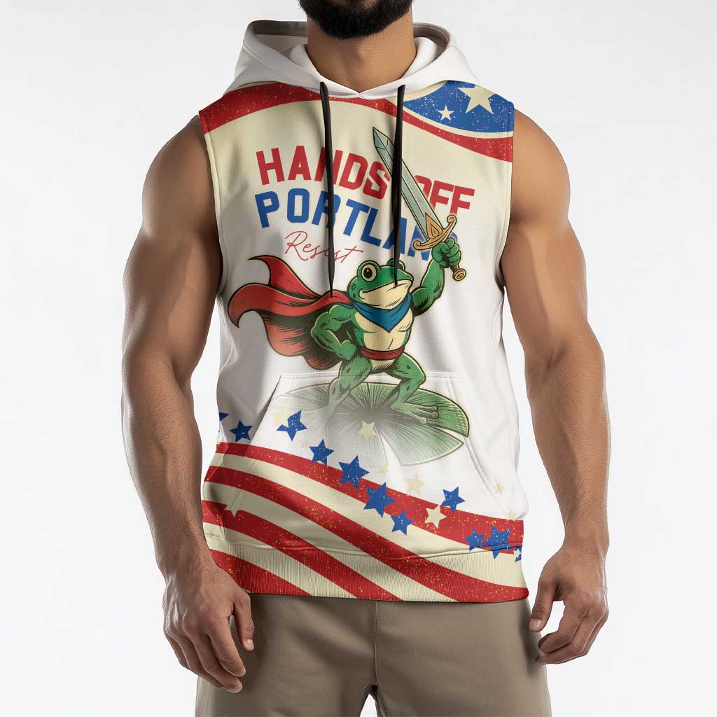 Hands Off Portland Sleeveless Hoodie Resist Frog - Wonder Print Shop