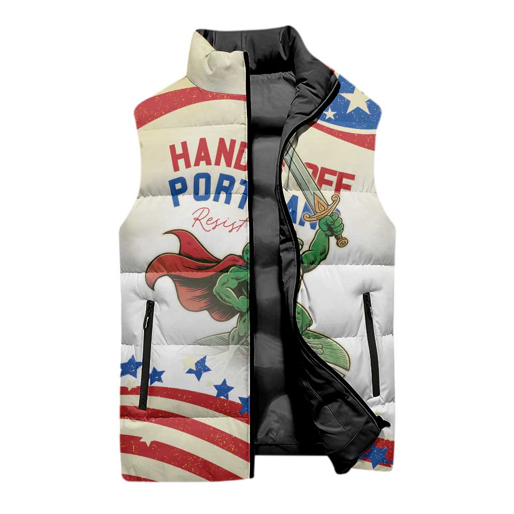 Hands Off Portland Sleeveless Puffer Jacket Resist Frog - Wonder Print Shop