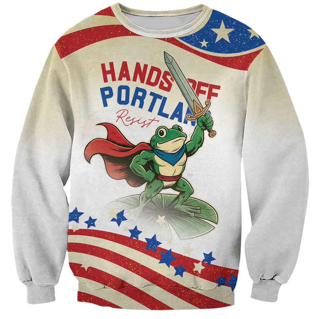 Hands Off Portland Sweatshirt Resist Frog - Wonder Print Shop